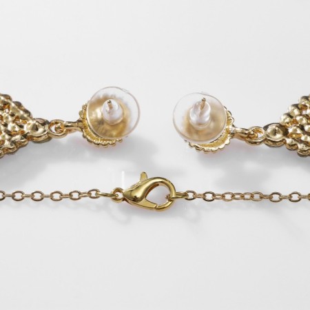 Set 2 objects: earrings, pendant "Lotus", color rainbow-white in gold, 48 cm-2