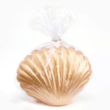Figured varnished “shell” candle, 3.2x4.5 cm, gold