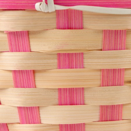 Wicker basket, 21 x 21 x 10/24 cm, bamboo, pink-5