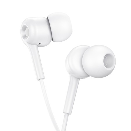 Hoco M82 headphones, wired, vacuum, microphone, jack 3.5 mm, 1.2 m, white-2