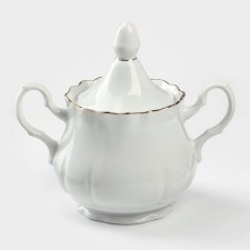 Porcelain sugar tower with a lid, 550 ml, white color