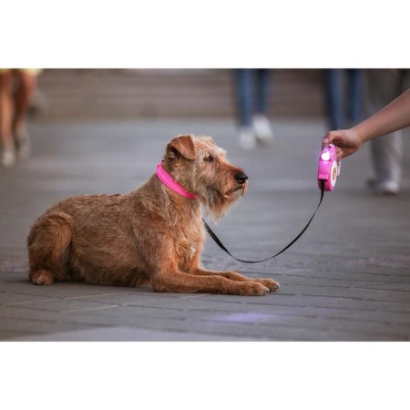 Roulette "Pigzon" with a flashlight, rubberized pen, 5 m, up to 35 kg, pink-6