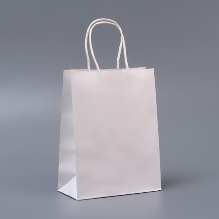 White package without print, round handle, 15 x 21 x 8 cm, 120 g