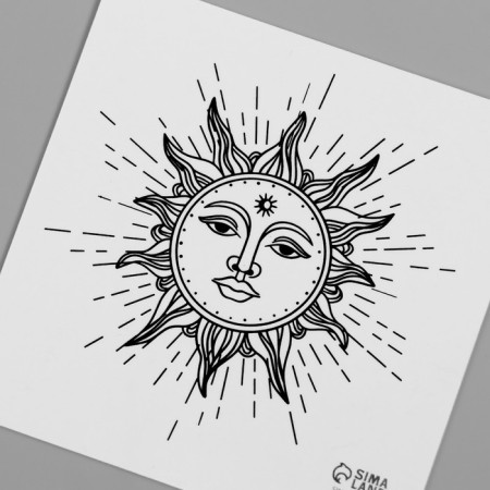 Tattoo on the body Black "Esoteric. The Sun" 6x6 cm-5