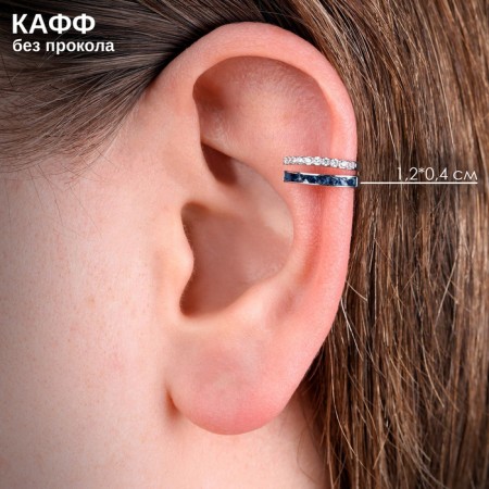 Earring "Kaff" Black and white lines, black and white color in silver