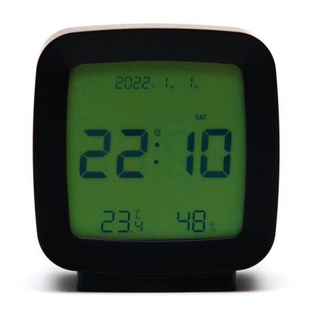 Clock - electronic desk alarm clock: thermometer, calendar, hygrometer, 7.8 x 8.3 cm-1