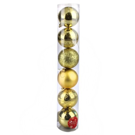 Set of balls plastic D-8 cm, 6 pcs "Pattern Assorted" Gold-1