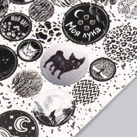 Decor for creativity cardboard "Chips and buttons. Black" 24 pcs 13x16.5 cm-3