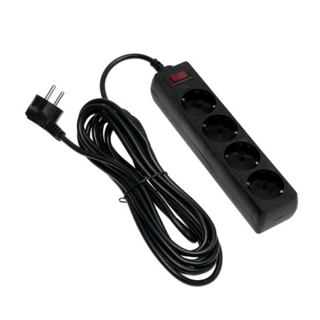 Luazon Lighting network filter, 4 sockets, 5 m, 2200 W, 3 x 0.75 mm2, 10 A, 220 V, black-1