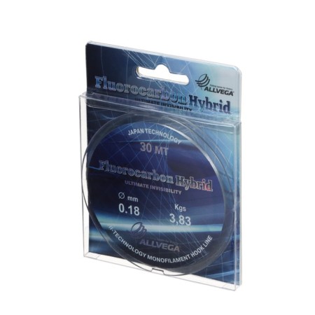Monophile Flap ALLVEGA FLUOROCARBON HYBRID, diameter 0.18 mm, test 3.83 kg, 30 m, fluorocarbon 65%-1