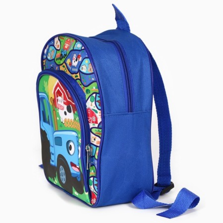 Baby backpack with pockets, Blue Tractor, 23*19*6cm-5