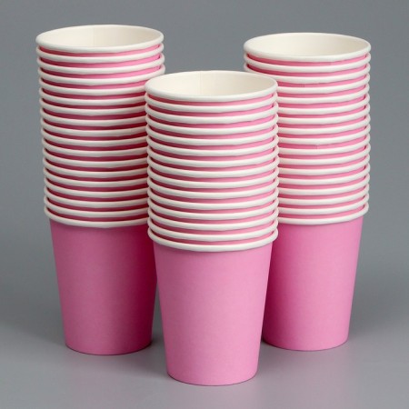 A single -boiled paper glass, plain, pink color, 250 ml, 50 pcs-3