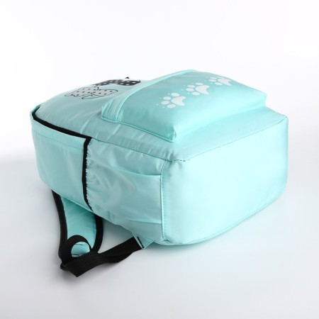 Youth backpack from textiles, 3 pockets, wallet, mint color-5
