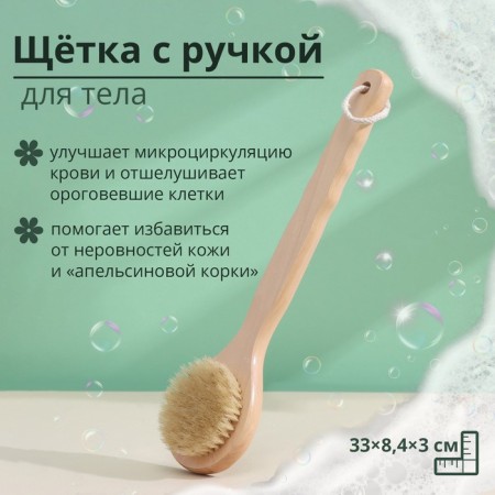 Massage brush for the body of the share, with a pen, natural bristles