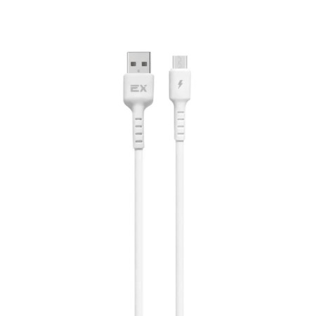EXPLOYD EX-K-1260 cable, microUSB-USB, 3 A, 1 m, silicone braid, white
