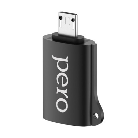 Адаптер OTG PERO AD02, microUSB - USB, металл, черный-1