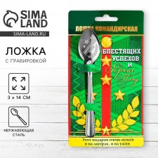 A teaspoon spoon with an engraving “Commander spoon”, on a gift card, 3 x 14 cm.