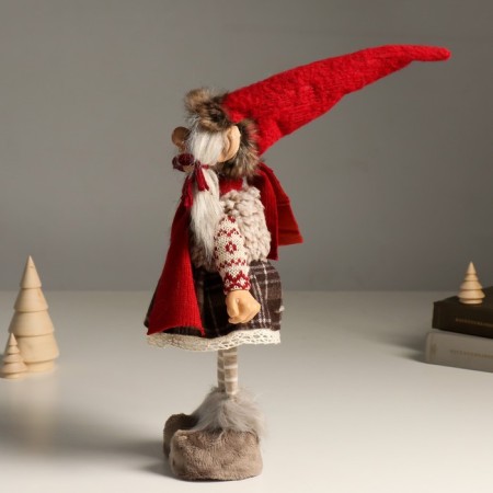 Interior doll "Grandma Hornie in a knitted sweater and gray skirt, in a cap" 46 cm-3