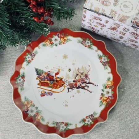 A set of 6 plates Lenardi, 27 cm, New Year's print