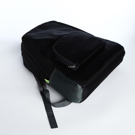 Folding backpack, lightning department, external pocket, 2 side pockets, black color-5