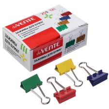 Paper clamps 25 mm, 12 pieces, Devente, metal, mix x 4 colors, cardboard box