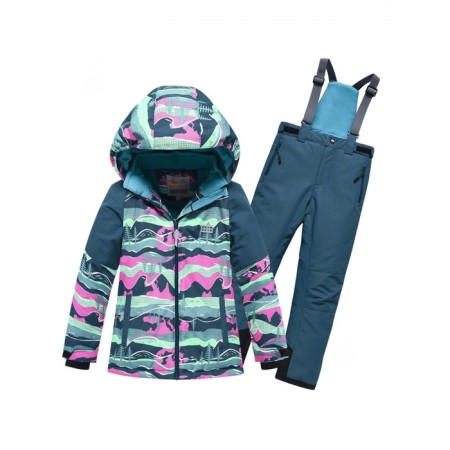 Ski costume for a girl, height 140 cm, turquoise color