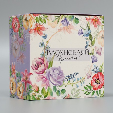 Gift folding box, packaging, "flowers", 14 x 14 x 8 cm-2