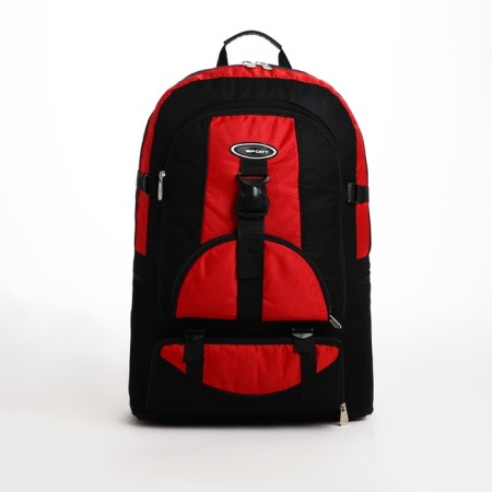 Tourist backpack on lightning, 5 outer pockets, black/red color