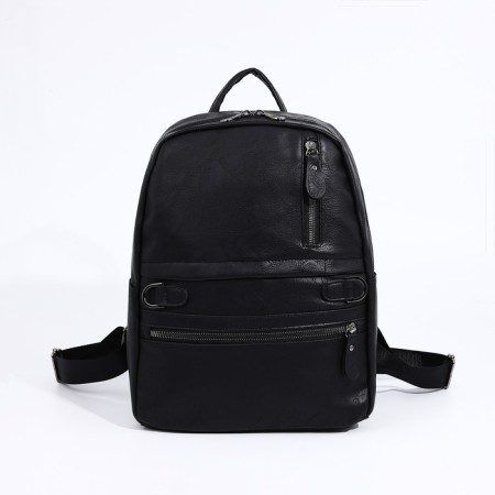 Women's backpack made of artificial leather with lightning, 2 pockets, black color-1