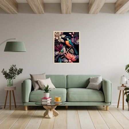 Picture on numbers with a whip 40x50, black canvas "Paradise Birds" (28 colors) BHR0588-1