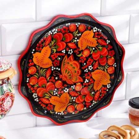 Pancake plate, Khokhloma D-30