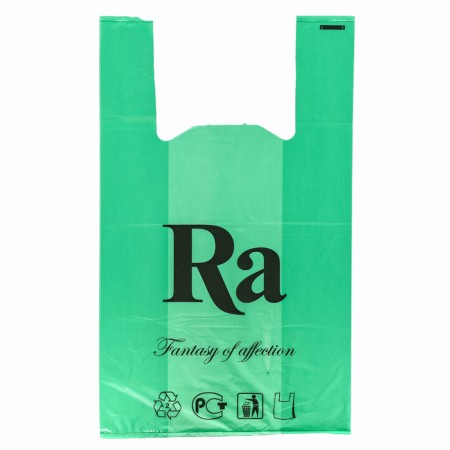Package Polyethylene T -shirt 30 + 16 x 53 cm, 18 μm, green "Ra"