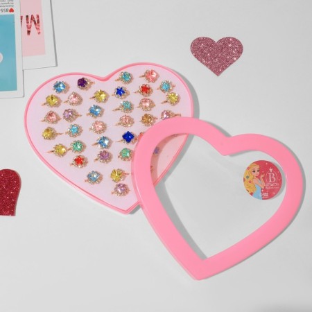 Rings children's set 36pcs "chosen" geometry, form mix, color mix in gold, b-r-2