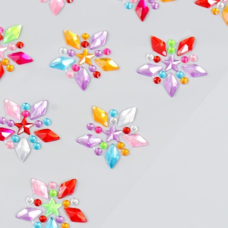 Sticker of rhinestones "Five -pointed flowers" mix 10.7x32 cm-3
