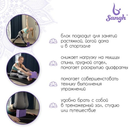 Sangh yoga block, 23x15x8, purple color-2