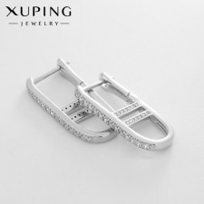 Серьги со стразами XUPING арфа страсть, цвет белый в серебре