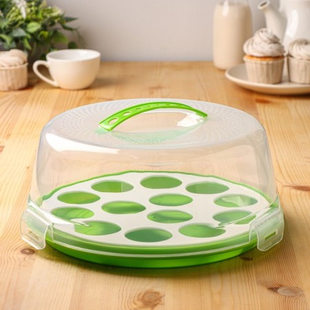 Tortovitsa with a lid of a share, a removable stand for cakes, 13 cells, d = 28 cm, color mix-8