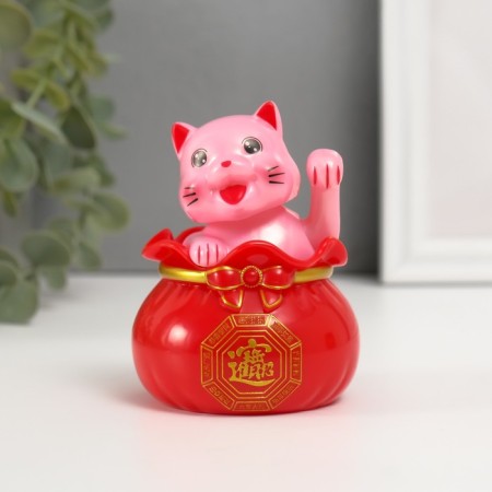 Plastic pendulum "Happy cat in a cash bag" White 7x7x9 cm-2