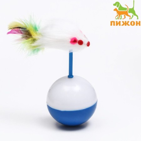 The mouse-worship of artificial fur on the ball, 11 x 5 cm blue/white