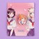 Wooden icon "Schoolgirls", anime, 2.6 x 3.3 cm