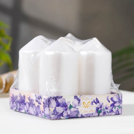 Set of candles "Column", 4 pieces, pearlescent 7x3.8 cm-2
