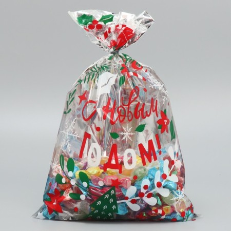 Plastic packet "With New Happiness", 20 x 30 cm, New Year-1