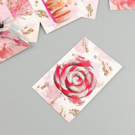 Cardboard "Pink watercolor" set 10 pcs (5 types) 4x6 cm-2