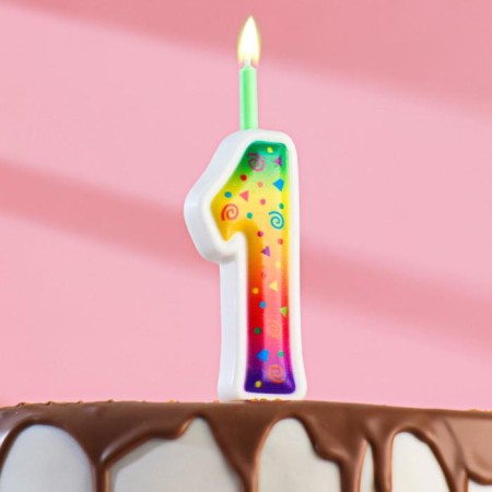Candle for cake "Color Flame", 10 cm, number "1"