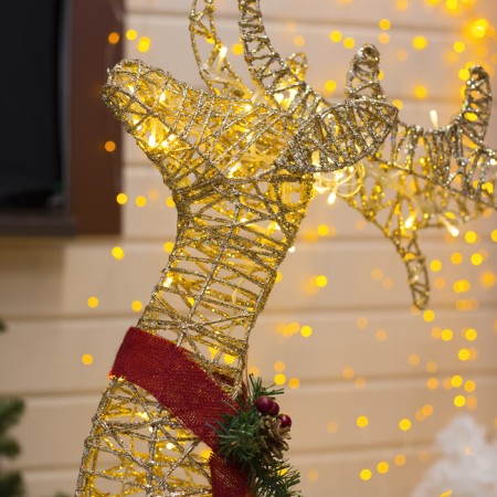 LED figure "Deer golden" 70 × 120 × 30 cm, metal, 220 V, glow warm white-2