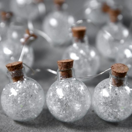 Garland “thread” 1.6 m with nozzles “balls with white confetti”, IP20, silver thread, 15 LED, white glow, AAX2-1
