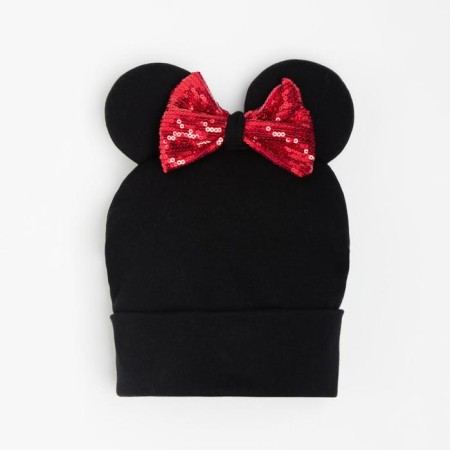 Two-layer hat "Mouse", color black/red bow, size 46-50-3