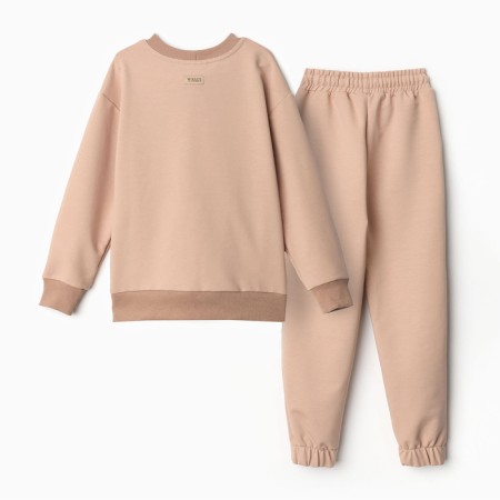 Costume (sweatshirt and trousers) children's minku, beige color, height 122 cm-8