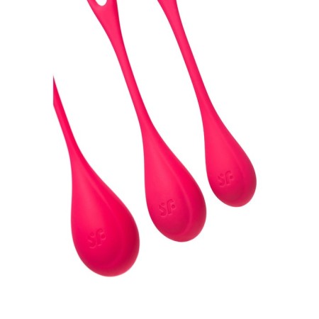 A set of vaginal balls Satiffyer yoni, silicone, red, Ø 2 cm-2