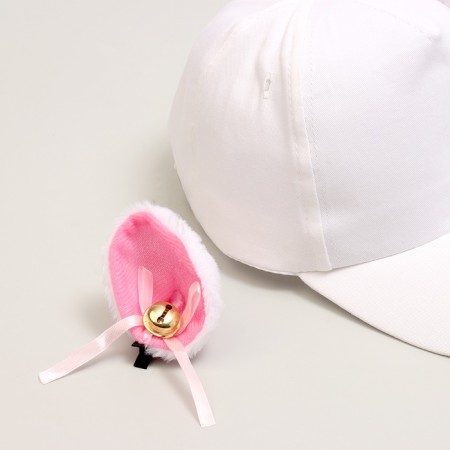 Baby cap for a girl "cat" with ears, white color, rr 52-54, 5-7 years old-7